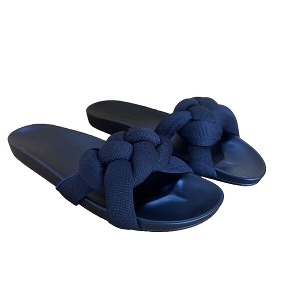 Rothy’s Bubble Slip On Slide Chunky Braided Textile Plait Sandal Black Size 9 - Picture 1 of 8